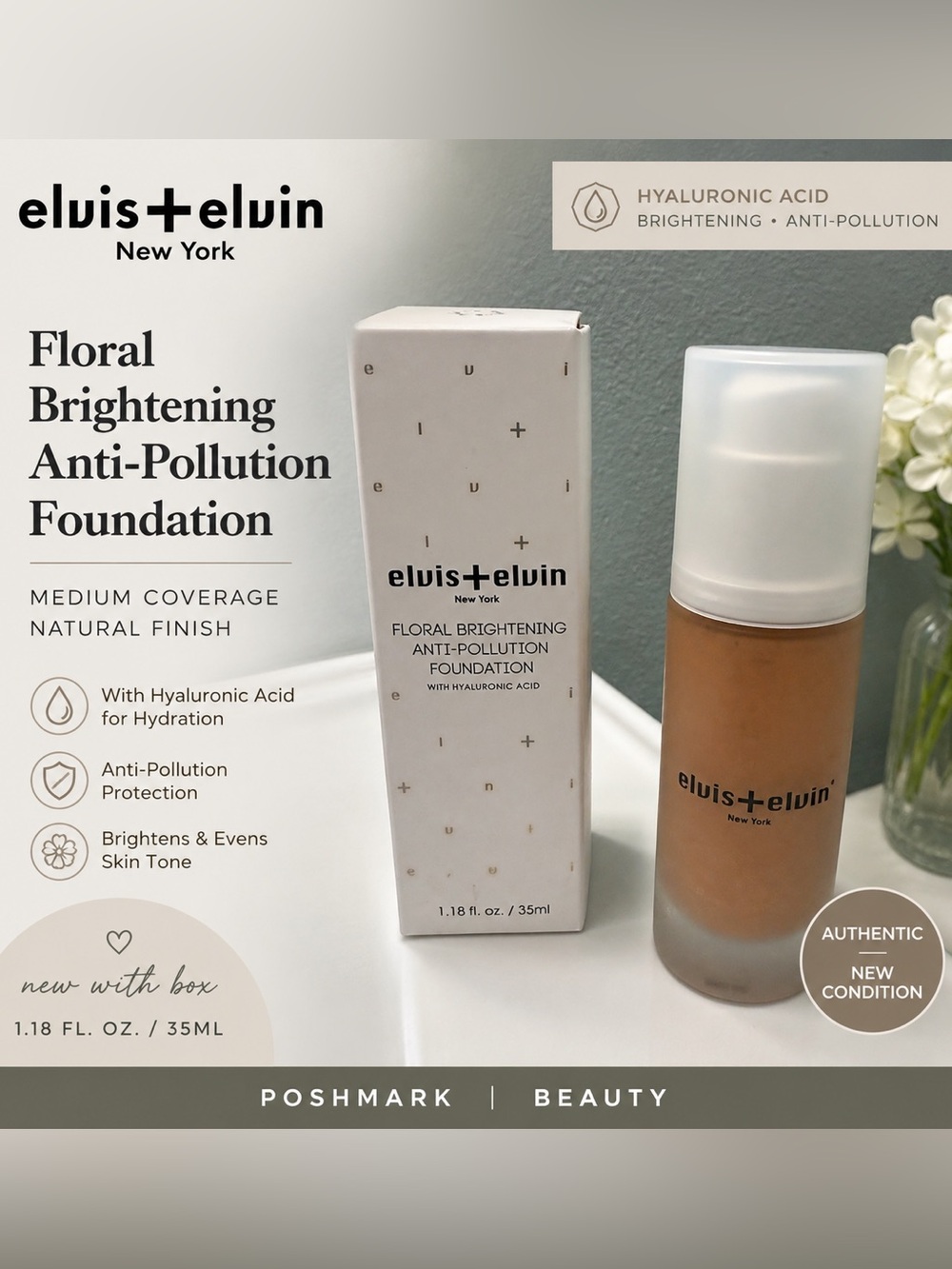 elvis+elvin Anti-Pollution Foundation w/Hyaluronic Acid - R240 - NIB